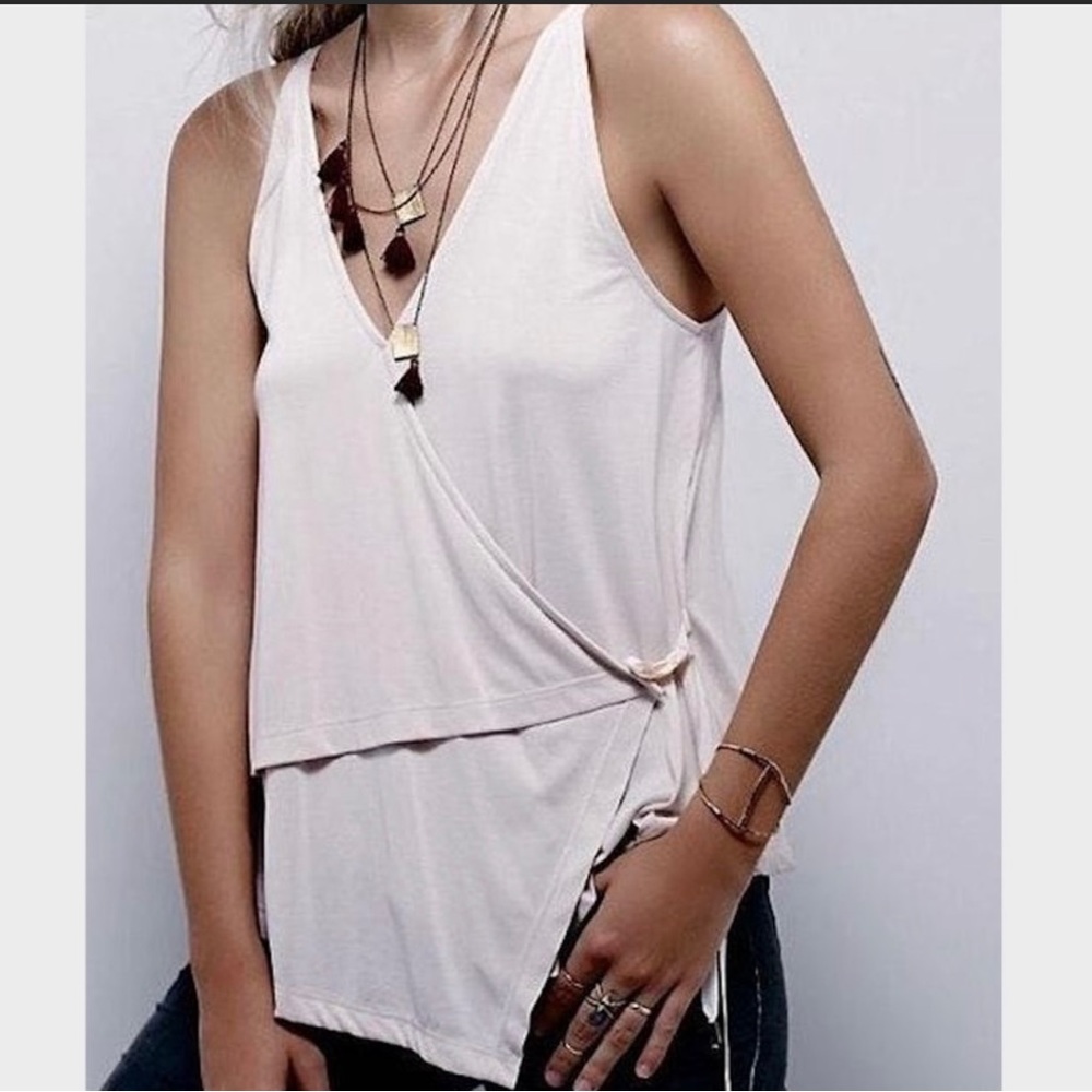 Free People Blush Pink Wrap-Style Tank Top